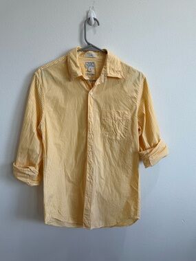 J Crew Women’s Yellow Striped Slim Button-Up Shirt. Size S